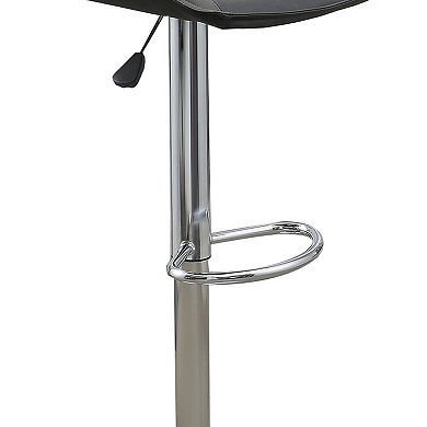 Carl 25-29 Inch Vegan Faux Leather Bar Stool, Adjustable Height, Gray Seat