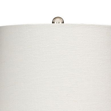 Cape 22 Inch Contemporary Rattan Table Lamp, Hand Woven, Linen Shade, Brown