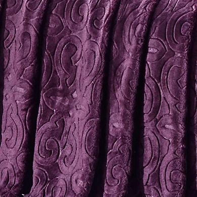 Dama Scroll All Season Embossed Pattern Ultra Soft and Cozy 50" x 60" Throw Blanket