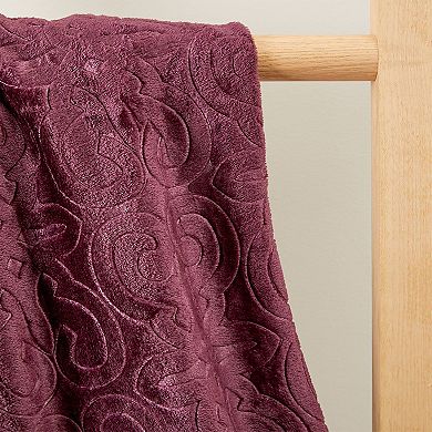 Dama Scroll All Season Embossed Pattern Ultra Soft and Cozy 50" x 60" Throw Blanket