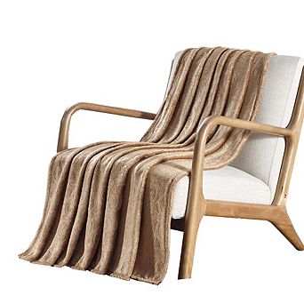 Dama Scroll All Season Embossed Pattern Ultra Soft and Cozy 50" x 60" Throw Blanket
