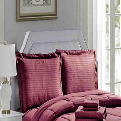 Embossed 8-Pieces Stripe All Season Ultra Soft High Quality Microplush Comforter Set