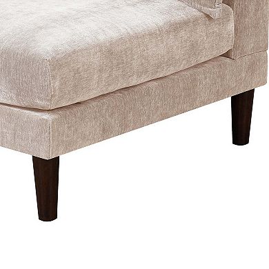 Rio 33 Inch Modular Single Arm Corner Chair, 2 Lumbar Cushions, Beige Fabric