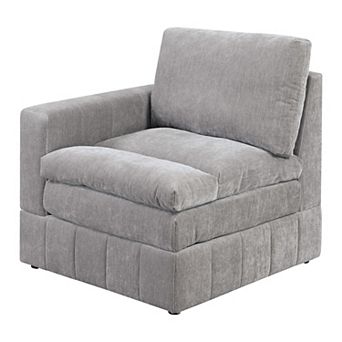 Luna 33 Inch Modular 1 Arm Corner Chair, Triple Plush Cushioned Seat, Gray