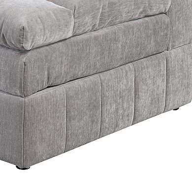 Luna 33 Inch Modular 1 Arm Corner Chair, Triple Plush Cushioned Seat, Gray