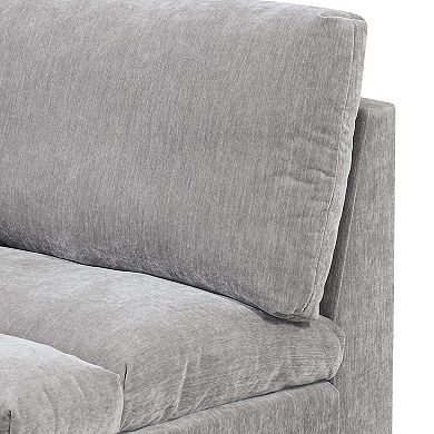 Luna 33 Inch Modular 1 Arm Corner Chair, Triple Plush Cushioned Seat, Gray
