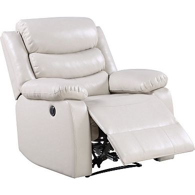 Power Recliner Chair with Split Back and Pillow Top, Cream