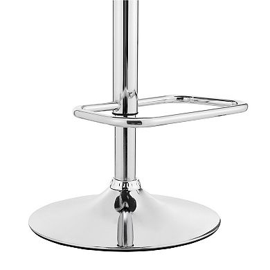 Metal and Faux Leather Adjustable Bar Stool, Black and Silver