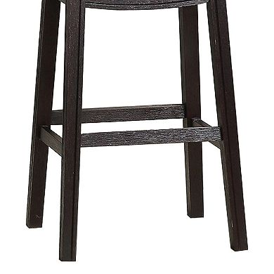 Curved Leatherette Bar Stool with Nailhead Trim, Set of 2, Black