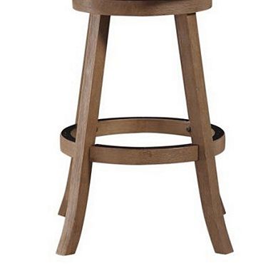 Nailhead Trim Round Barstool with Padded seat and Back, Brown and Beige