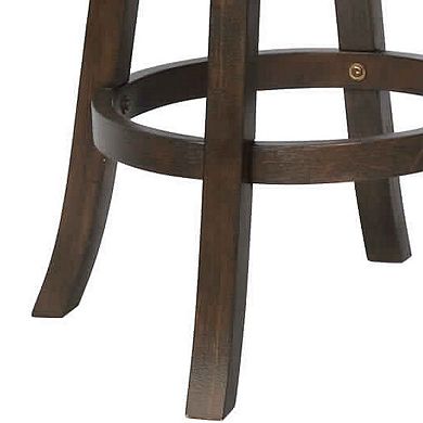 Curved Back Swivel Bar Stool with Leatherette Seat,Set of 2, Gray and Brown