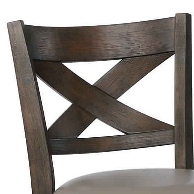 Curved Back Swivel Bar Stool with Leatherette Seat,Set of 2, Gray and Brown