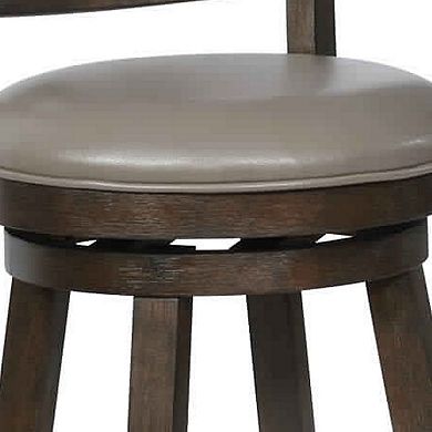 Curved Back Swivel Bar Stool with Leatherette Seat,Set of 2, Gray and Brown