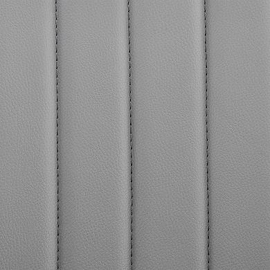 Barstool with Channel Tufted Leatherette Seat, Gray and Black