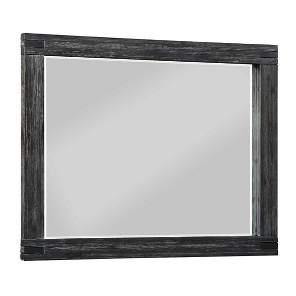 Rustic Style Wooden Frame Rectangular Beveled Mirror, Gray