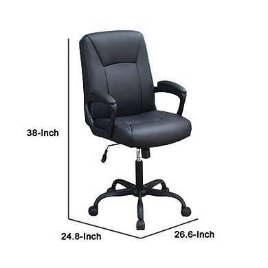 Office Chair with Curved Arms and Leatherette Upholstery, Black