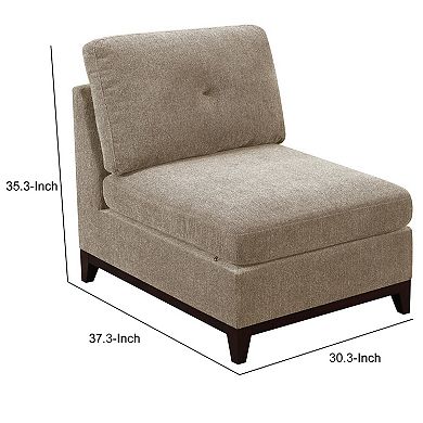 Fabric Armless Chair  with Tufted Back Pillow, Gray