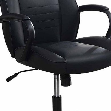 Rue 27 Inch Ergonomic Office Chair, Vegan Faux Leather Swivel Seat, Black