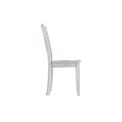 Wooden Dining Chair with X Shaped Back, Set of 2, White
