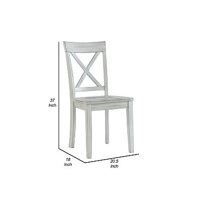 Wooden Dining Chair with X Shaped Back, Set of 2, White