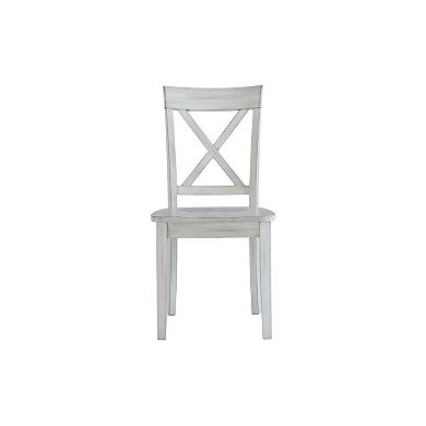 Wooden Dining Chair with X Shaped Back, Set of 2, White