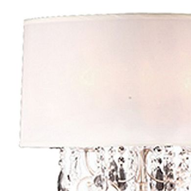 Stalk Design Metal Floor Lamp with Hanging Crystal Accent, Silver