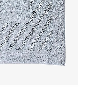 Knightsbridge Diagonal Racetrack 100% Cotton Reversible Bath Rug