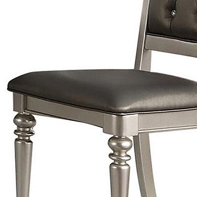 Rubber Wood Dining Chair With Diamond Tufted Back, Set Of 2,Gray