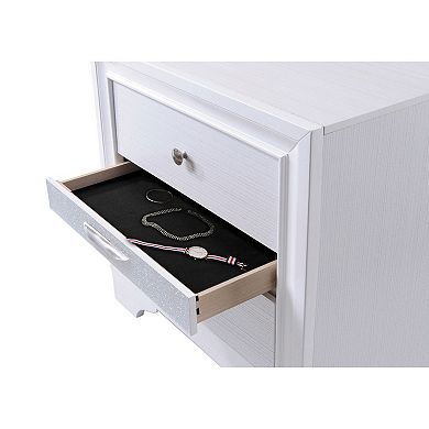 Stylish 3 Drawers Wood Nightstand By Naima , White