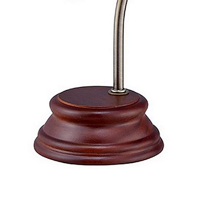 Table Lamp with Gooseneck and Floral Shade, Brown and Yellow