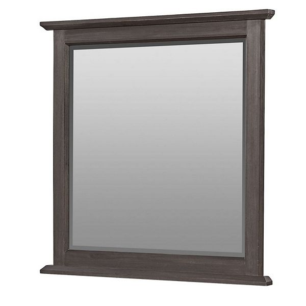 43 Inch Square Molded Top Mirror with Wooden Frame, Gray