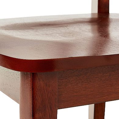 Wooden Counter Height Chair with Cross Back, Set of 2, Cherry Brown