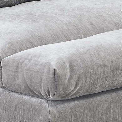 Luna 35 Inch Modular Armless Chair, Three Layer Plush Cushioned Seat, Gray