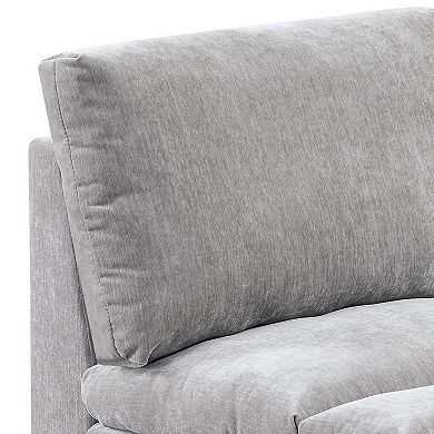 Luna 35 Inch Modular Armless Chair, Three Layer Plush Cushioned Seat, Gray