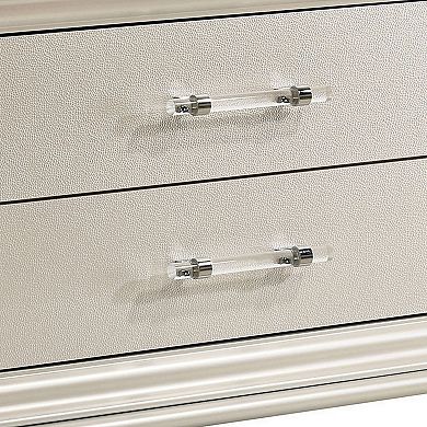 2 Drawer Nightstand with Acrylic Feet and Crystal Accents, Silver