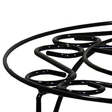 Swirl Mosaic Iron Frame Plant Stand, Glossy Black