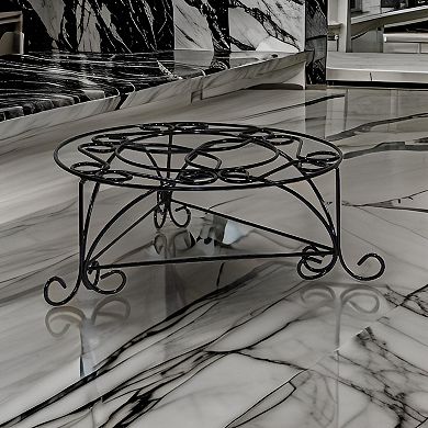 Swirl Mosaic Iron Frame Plant Stand, Glossy Black