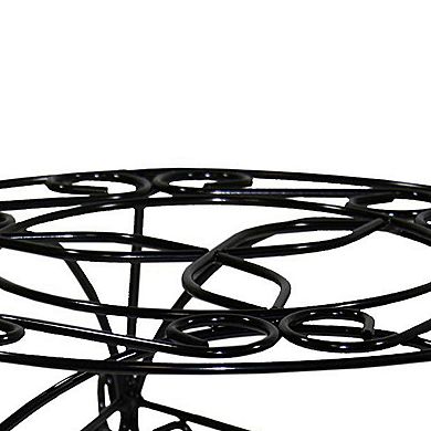 Swirl Mosaic Iron Frame Plant Stand, Glossy Black