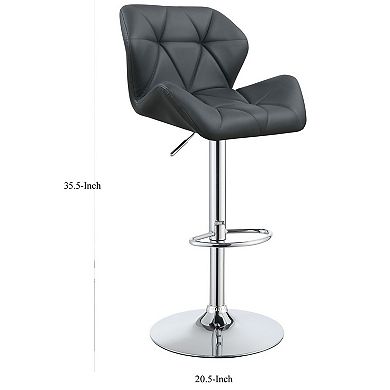 Elegant Adjustable Diamond Bar Stool with Chrome Base, Gray ,Set of 2