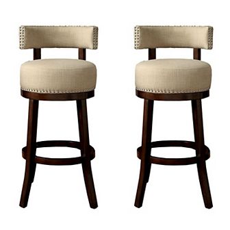 Lynsey Contemporary 24"Barstool With linen Cushion, Beige Finish, Set of 2