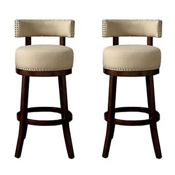 Lynsey Contemporary 24"Barstool With linen Cushion, Beige Finish, Set of 2