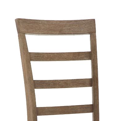 Moe 18 Inch Wood Dining Chair, Ladder Back, Set of 2, Brushed Brown