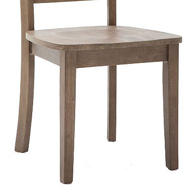 Moe 18 Inch Wood Dining Chair, Ladder Back, Set of 2, Brushed Brown