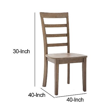 Moe 18 Inch Wood Dining Chair, Ladder Back, Set of 2, Brushed Brown