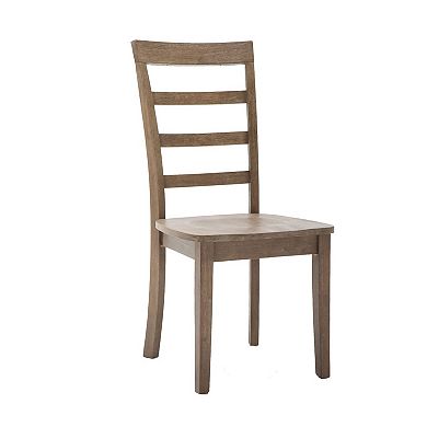 Moe 18 Inch Wood Dining Chair, Ladder Back, Set of 2, Brushed Brown
