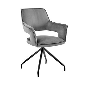 Velvet Upholstered Contemporary Accent Chair, Black and Gray
