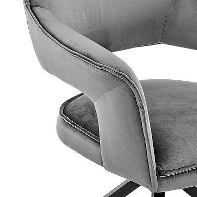 Velvet Upholstered Contemporary Accent Chair, Black and Gray