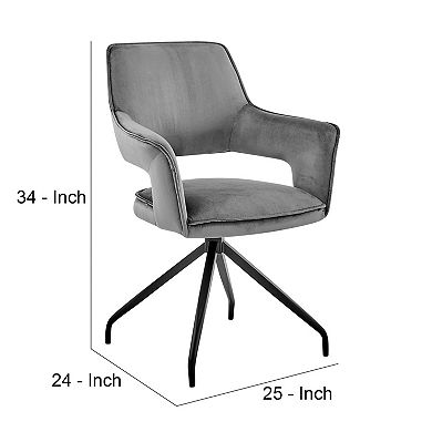 Velvet Upholstered Contemporary Accent Chair, Black and Gray