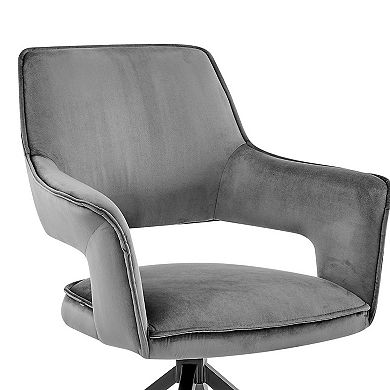Velvet Upholstered Contemporary Accent Chair, Black and Gray