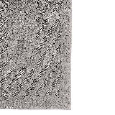 Knightsbridge Diagonal Racetrack 100% Cotton Reversible Bath Rug